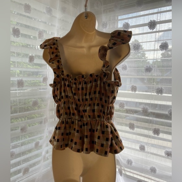 Eva Franco for Anthropology - brown and black flattering blouse - Picture 4 of 4